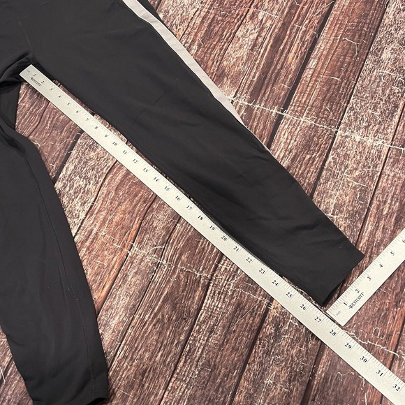 Athleta Women Black Tight White Side Stripe Ankle Zipper Workout Leggings Large - Picture 10 of 13